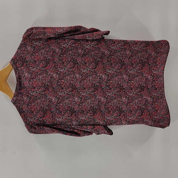 Lark & Ro Blouse Size Large Pullover Cinch Sleeve Multicolor Floral Lightweight - Picture 8 of 9